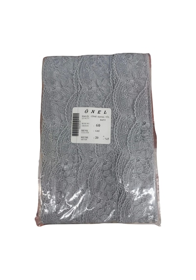 Dantel Polyester Sanal Tül Bant Gri 20 Metre En 6 Cm On-60-g