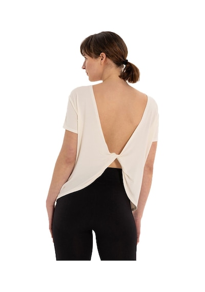 Inguz Sırt Detay Modal Yoga T-shirt Ekru