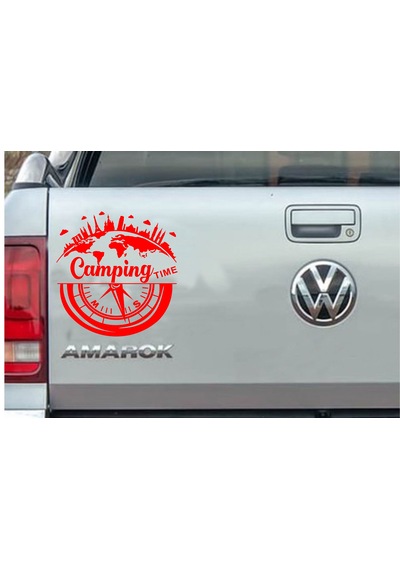 Kamp Ve Pusula Sticker - Adventure 4x4 Off Road Pickup Sticker - Araba Oto Cam Araç Karavan Sticker - 02517 60x60 Cm
