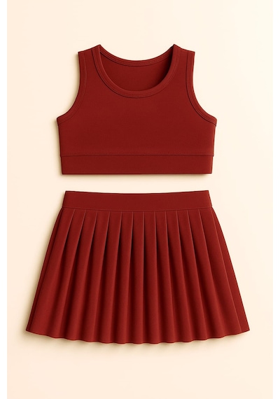 My Kids Wear Kız Cocuk Sort Eteklı Mayo Takımı 4 -14 Yas 11900 Bordo