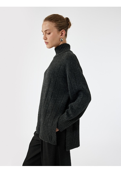 Koton Uzun Kollu Dik Yaka Oversize Triko Kazak Antrasit 6wak90172ht Antrasit Koton Uzun Kollu Dik Yaka Oversize Triko Kazak Antrasit 6wak90172ht Antrasit