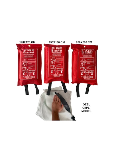 Cam Elyafı Fiberglass Yangın Battaniyesi 150x180 Cm Fire Blanket Cepli Model