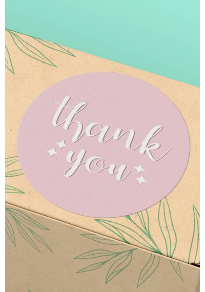 90 Adet Thank You Teşekkür Etiketi Pembe Beyaz 3x3cm St2032 Çok Renkli