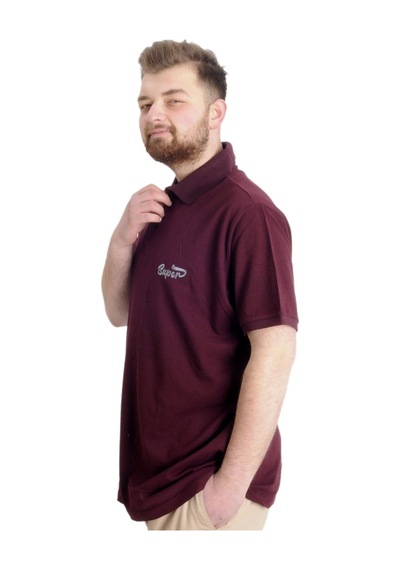 Mode Xl Büyük Beden Erkek T-Shirt Polo Super 23318 Mürdüm 001