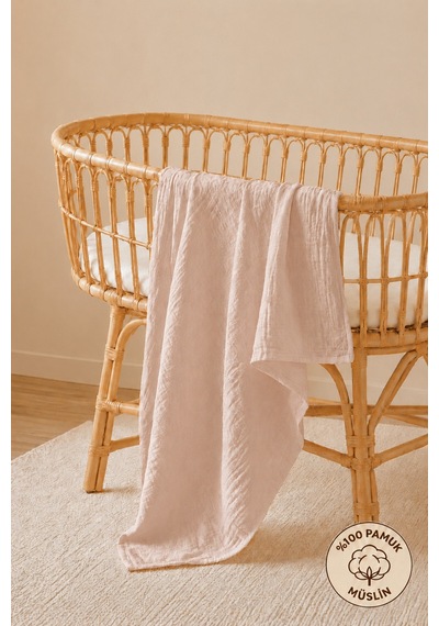 Çift Katlı %100 Organik Pamuk Bebek Yenidoğan Çok Amaçlı Müslin Örtü & Battaniye 80x90 Cm Oeko-tex Sertifikalı Kum Beji