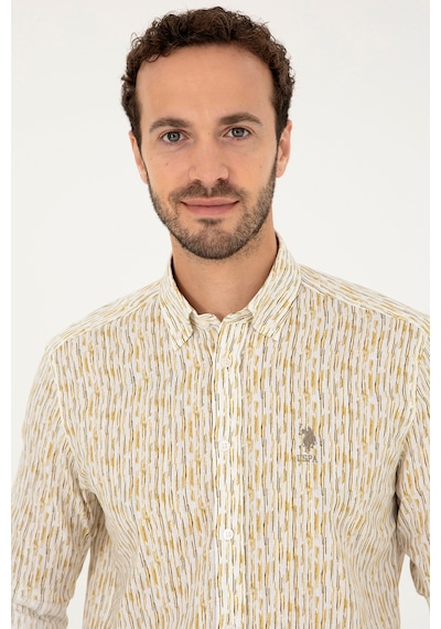 U.s. Polo Assn. Erkek Haki Gömlek Desenli 50282825-vr027 Haki