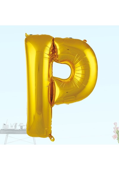 P Harf Folyo Balon. 100 CM - Altın
