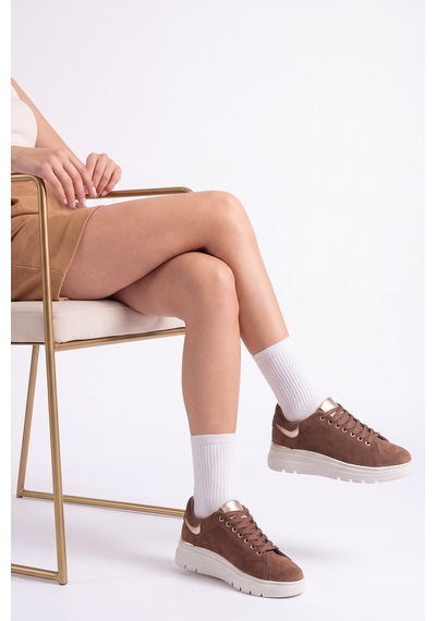 Luvi Shoes Bono Taba Süet Hakiki Deri Kadın Günlük Spor Ayakkabı