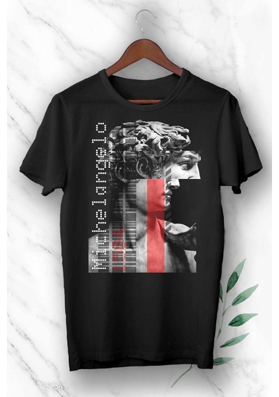 Flood Of Style Mitoloji David Heykel Baskılı Unısex T-shirt Siyah