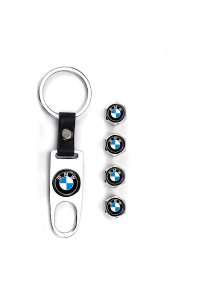 BMW Paslanmaz Çelik Sibop Kapağı ve Anahtarlık Seti Krom Renk