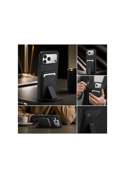 Xiaomi Redmi Note 13 Pro 5g  Kılıf Flexstand Kartlıklı Silikon Kılıf Siyah