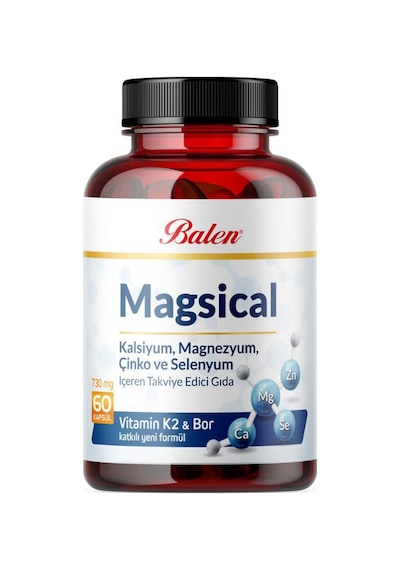 Balen Magsical 730 Mg Kalsiyum Magnezyum Çinko ve Selenyum İçeren Takviye Edici Gıda 60 Kapsül