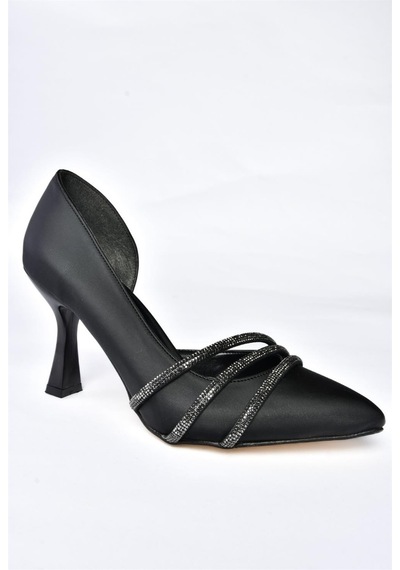 Fox Shoes P246068504 Siyah Kumaş İnce Topuklu Kadın Ayakkabı Siyah