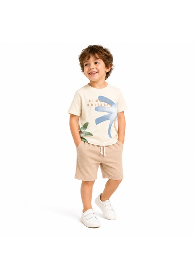 Tucankids Baskılı Erkek Çocuk İkili Takım Bej