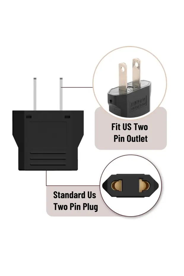 10 Adet Avrupa Amerikan Priz Dönüştürücü Türk Amerikan Fiş Adaptörü Fiş Çevirici 2 Pinli Uç Abd Plug Siyah