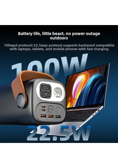 100w Pd 60000mah Ultra Yüksek Kapasiteli Çoklu Çıkışlı Dijital Göstergeli Hızlı Şarj Powerbank-1588 BEYAZ