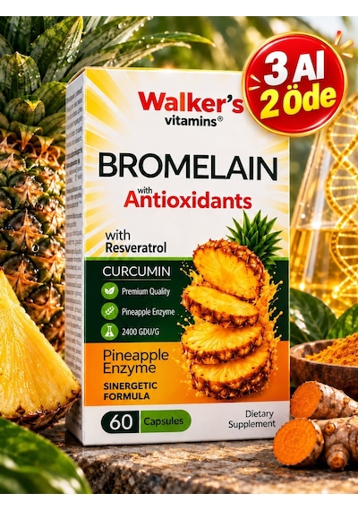 Walker's Vitamin Bromelain 1500 MG Takviye Edici Gıda 60 Kapsül