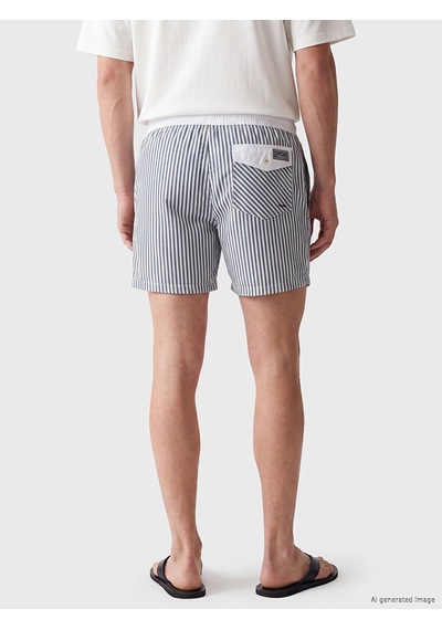 Lcw Swımwear Antrasit Kısa Boy Çizgili Erkek Deniz Şortu