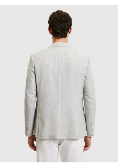 Cacharel Açık Gri Slim Fit Yün Keten Karışımlı Ceket