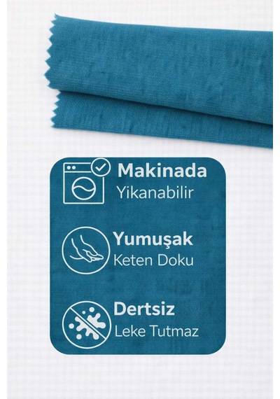 Perdeyap1980 Kadife Dokulu Petrol Renk Ada Serisi Runner 40 X 140 Cm Petrol