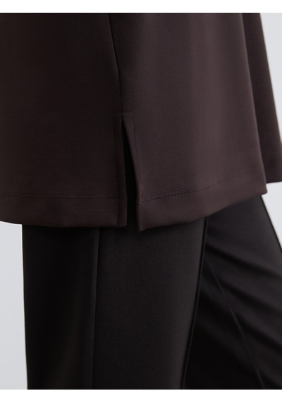 Lcw Everyday Kahverengi Bebe Yaka Oversize Kadın Sweatshirt Tunik