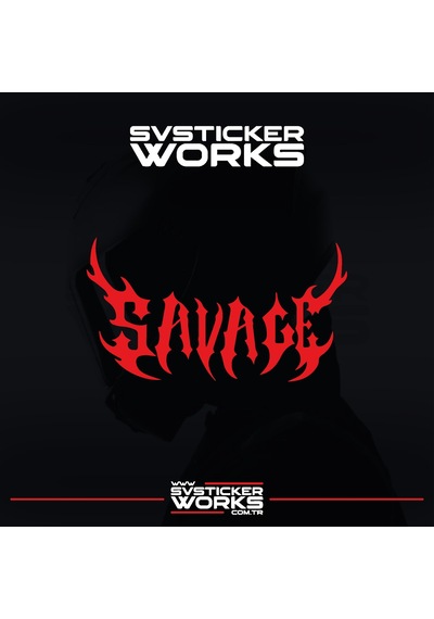 Savage Kask Sticker Tüm Kasklar Uyumlu Tek Yön 1 Adet Kırmızı