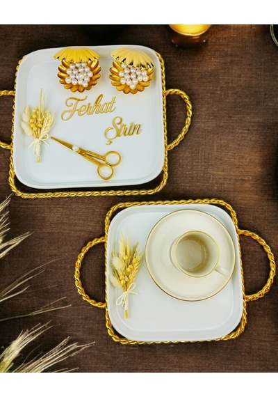 Forever Gold Söz Tepsisi Ve Nişan Tepsisi Gold Gold