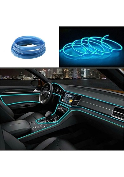 Araç İçi Neon Aydınlatma Led Göğüs Torpido Ledi Neon İp Led Buz Mavi 2 Metre