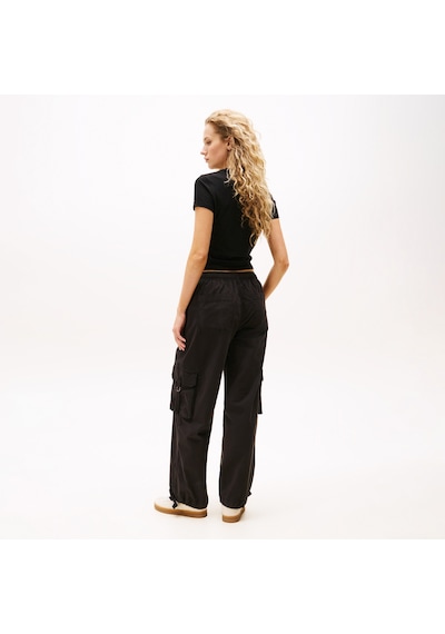 Tommy Hilfiger Loose Cargo Kadın Siyah Pantolon Dw0dw20995 Siyah