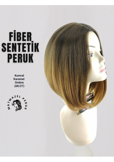 Küt Model Fiber Sentetik Peruk Koyu Kumral Karamel Ombre No-6K-27