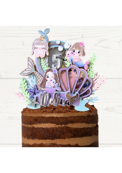 Deniz Kızı Temalı Kız Çocuk Doğum Günü İsme Özel 3d Pasta Süsü Cake Topper Çocuk