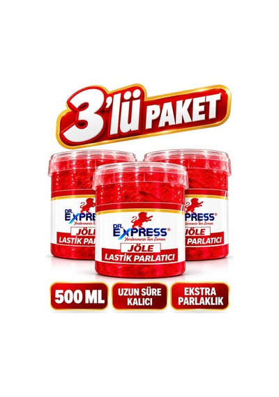 Premium Lastik Parlatıcı Jöle 500 Ml Parlak Görünüm Uzun Süre Etkili Yeniler Reçel Parlatıcı Fırçalı 3'lü Set Suya Dayanaıklı - 935569727