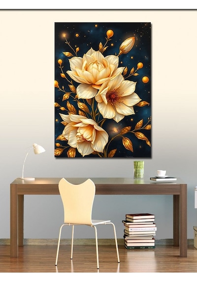 Kanvas Tablo Altın Çiçek Deseni 70cmx100cm