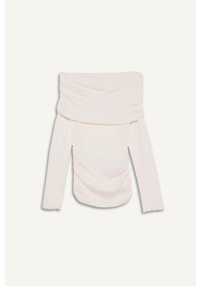 Defacto Slim Fit Omzu Açık Ribana Tişört G8072AX26SP