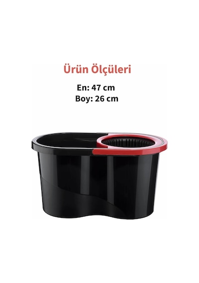Grimorlife Turbo Star Black Microfiber Döner Başlıklı Temizlik Seti Büyük Boy Mop 13 Lt.+yedek Mop Hediyeli