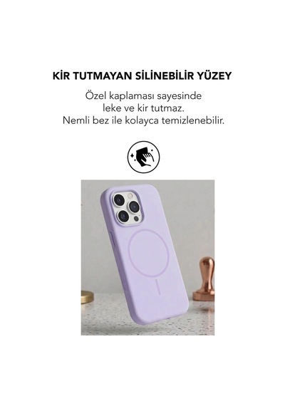 Apple İphone 15 Pro Max Uyumlu Magsafe Lansman Silikon Kılıf Lila