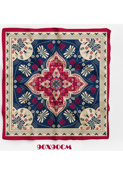 Kadim Scarf Desen 90x90cm Eşarp/fular Bordo
