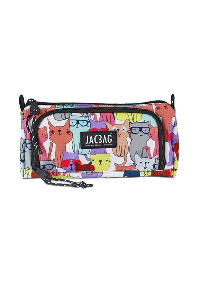 Jacbag Prime Xl-lastik Ayraçlı İki Bölmeli Kalem Kutusu Prime Xl-sarı Kedi renkli