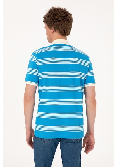 U.S. Polo Assn. Erkek Regular Fit Polo Yaka Turkuaz Çizgili Tişört 50306826-VR093