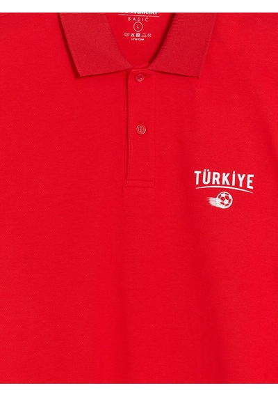 Lcwaıkıkı Classic Kırmızı Polo Yaka Türkiye Baskılı Erkek Tişört