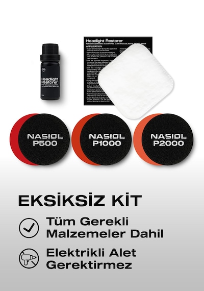 Nasiol Headlight Restorer Nano Seramik Far Yenileme ve Koruma Kiti-3 Yıl Dayanım 10 ML