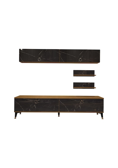 Decoraktiv Eko 5 Mdf Std Gold Tv Ünitesi Tv Sehpası Pera - Siyah Mermer