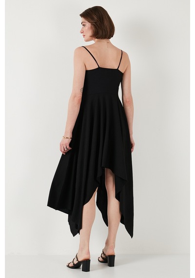 Lela Asimetrik Kesim Regular Fit Midi Boy Askılı V Yaka Bayan Elbise 5866131 Siyah Lela Asimetrik Kesim Regular Fit Midi Boy Askılı V Yaka Bayan Elbise 5866131 Siyah