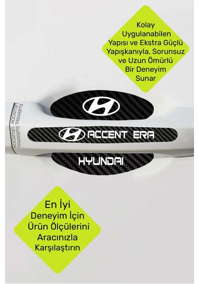 Karbon Desenli Hyundai Accent Era Kapı İçi Kolları Koruma Folyo Seti 8 Parça Dayanıklı, Şık Ve Dekoratif Ürün