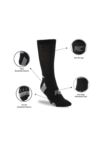 MuscleCloth Stay Fresh Uzun Çorap 3'Lü Paket Siyah Çok Renkli