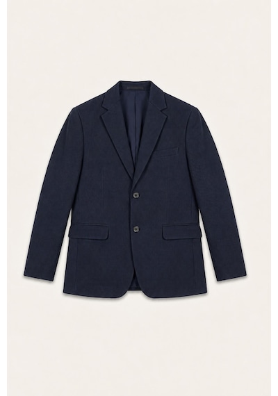 Defacto Slim Fit Çentikli Yaka İki Düğmeli Blazer Ceket F7690ax26aunv64 Lacivert-nv64