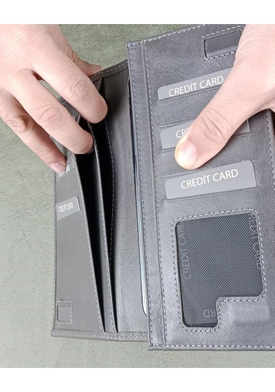 Xmlbayiciniz Hakiki Deri Telefon Bölmeli Kadın Erkek Cüzdan Gri Çok Renkli