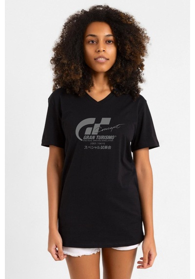 Gran Turismo Concept Siyah Kadın V Yaka Tshirt SIYAH