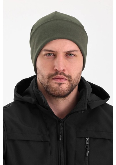 Erkek Termal %100 Pamuklu Soft Bere Hünkar Style Serisi 2 Farklı Görünüm Bir Arada - Standart / Haki Haki