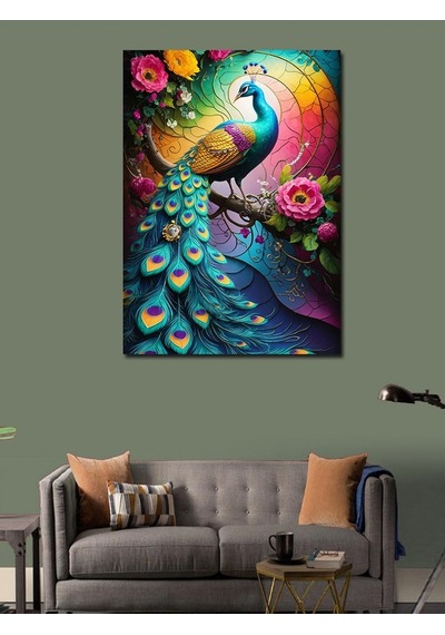 Kanvas Tablo Daldaki Tavus Kuşu 70cmx100cm